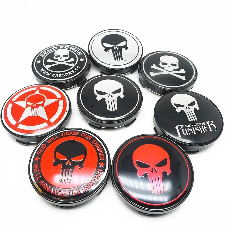 

4pcs 60mm Car Wheel Center Cap Cover SKULL Emblem Badge Sticker Auto Styling Accesorries