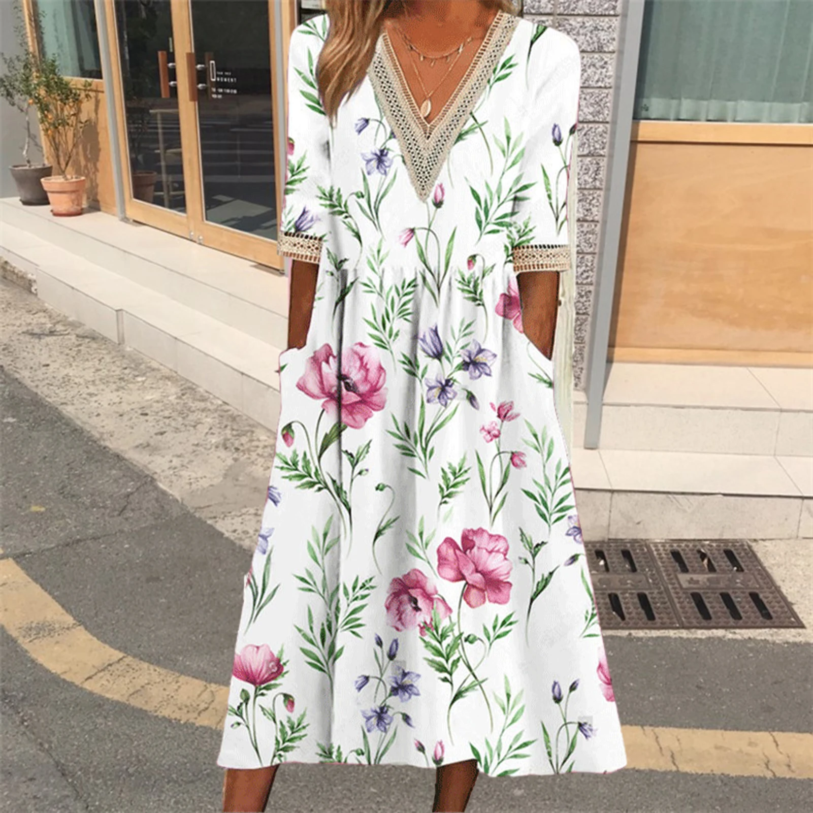 S99dd467c8ed5472f87c511385ecd76cf1 Fashion Elegant Casual Dress Woman Short Sleeve Loose Dress Woman Temperament Holiday Printed Dresses Mallzona