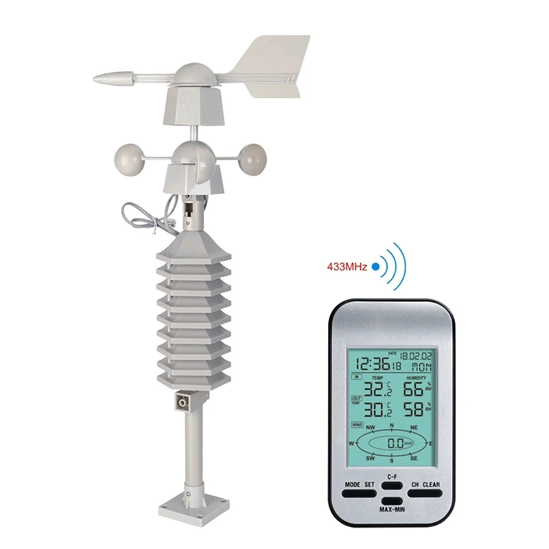 Professional Weather Station Out Wind Speed Direction Sensor Digital Wind Temperature Humidity Meter For Home,weather station