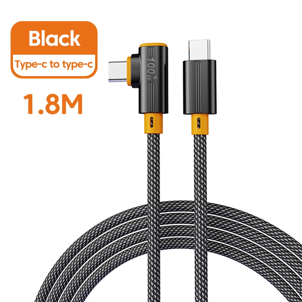 100 واط 90 درجة شحن سريع USB نوع C إلى USB C كابل...