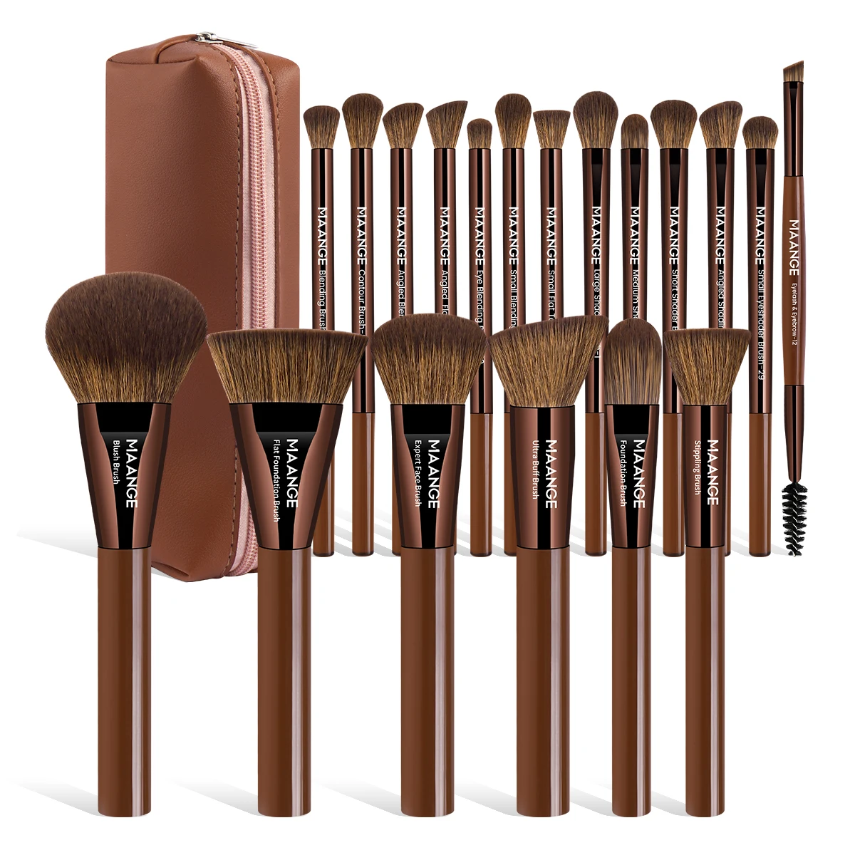 مجموعة فرش مكياج مكونة من 19 قطعة من MAANGE مع حقي...