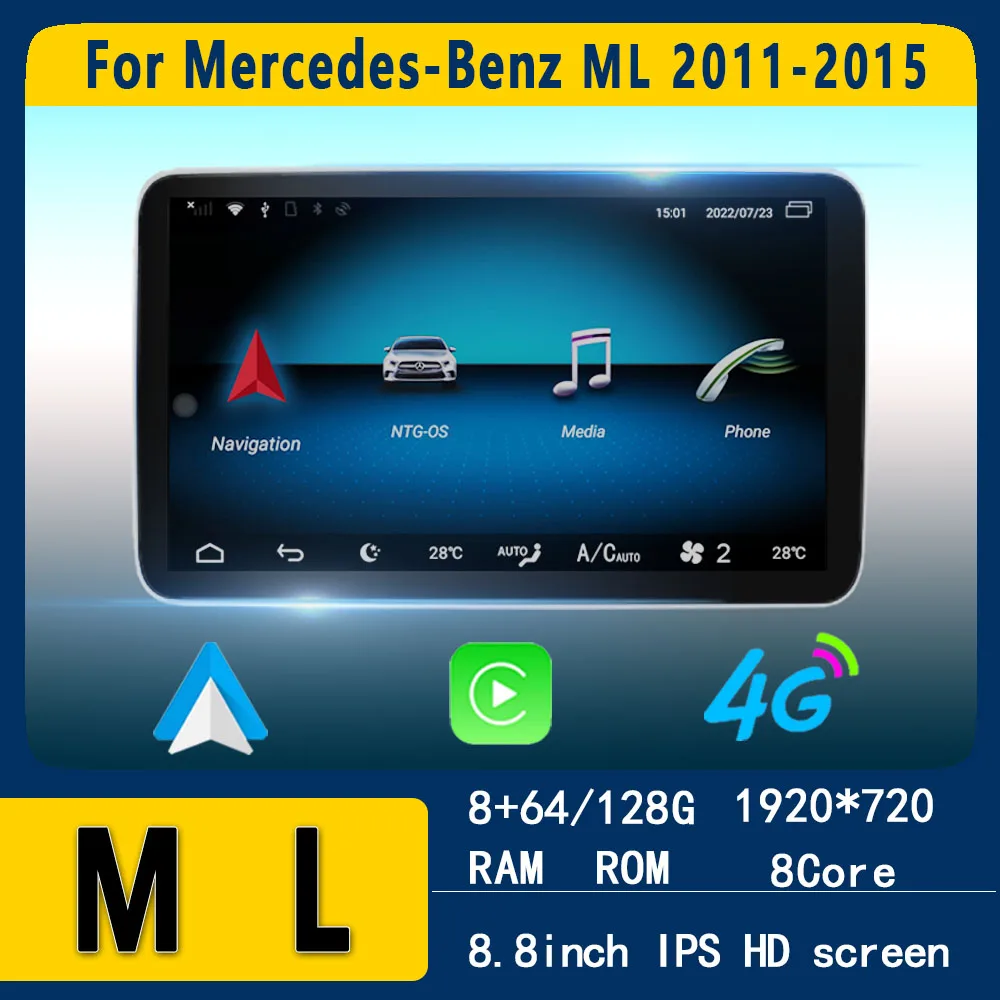 

Android12 Carplay For Mercedes Benz ML W166 2011 2012 2013 2014 2015 car radio stereo GPS Navigation Multimedia Player HD screen