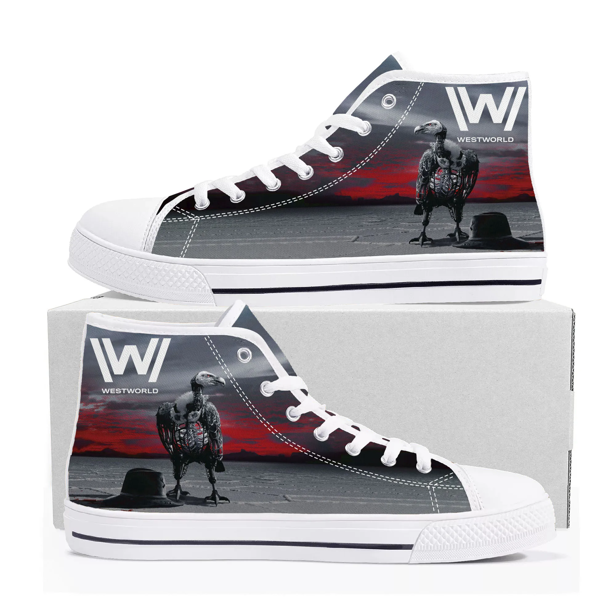 

Westworld High Top Sneakers Mens Womens Teenager High Quality Canvas Sneaker couple Casual Shoe Customize Shoes