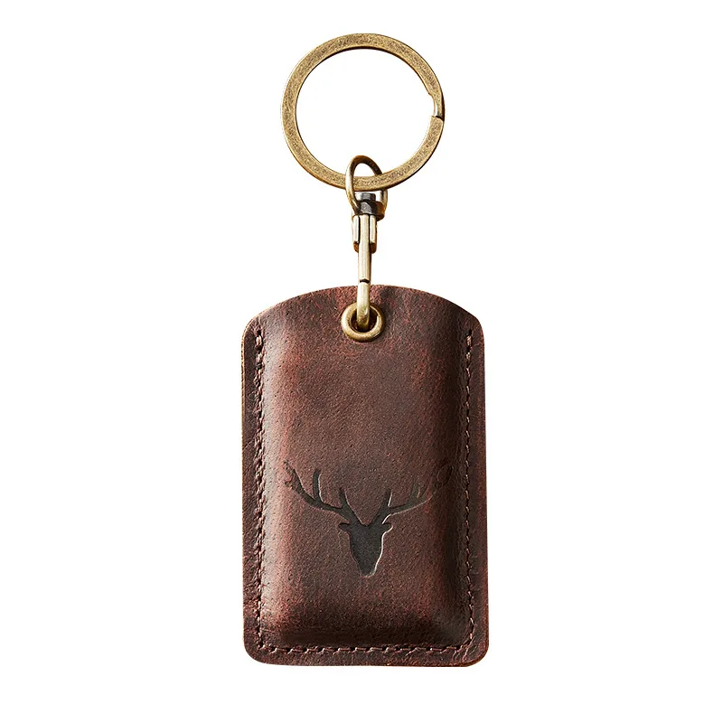 For Airtag Gift Leather Access Control Card Cover Protective Sleeve Badge Card Holders With Keychain keychain case cover