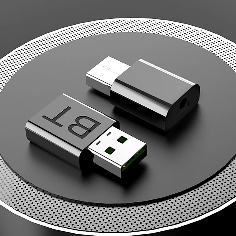 차량용 음악 AUX 스테레오 오디오 어댑터, USB 블루투스 5.0 리시버 무선 블루투스 어댑터, 3.5mm AUX 잭, 1 세트 PC