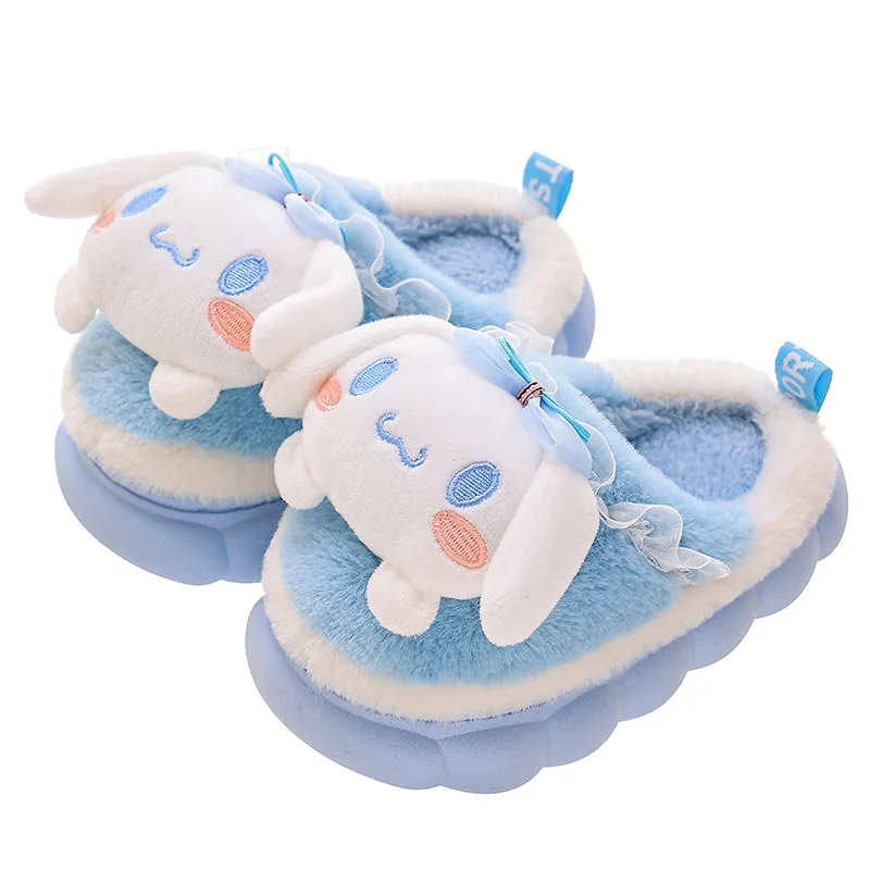 Sweet Family Winter Warm Slippers Cute Kawaii Sandals Kuromi My Melody Hello Kitty Soft Sole Shoes 5