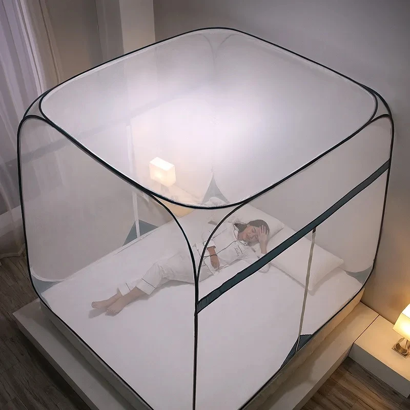 

Foldable Summer White Gauze Yurt Mosquito Net Home Large Space Mosquito Net Free Install Portable Encryption Mesh Mosquito Net