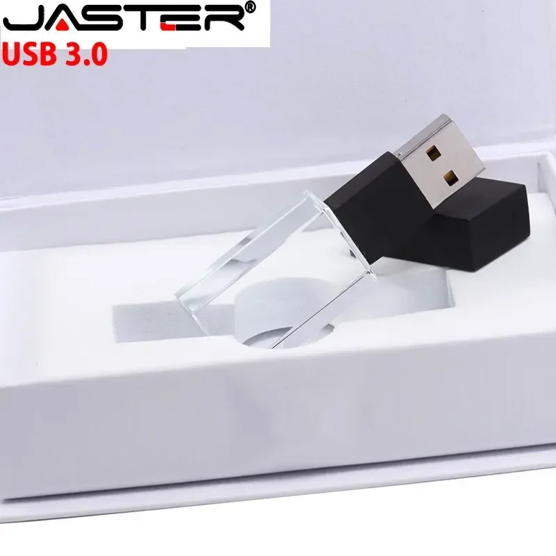 JASTER USB 3.0 Flash Drive New Crystal Free custom logo Pen drive 3D Laser Engraving 32GB 64GB Memory stick Creative gift U disk