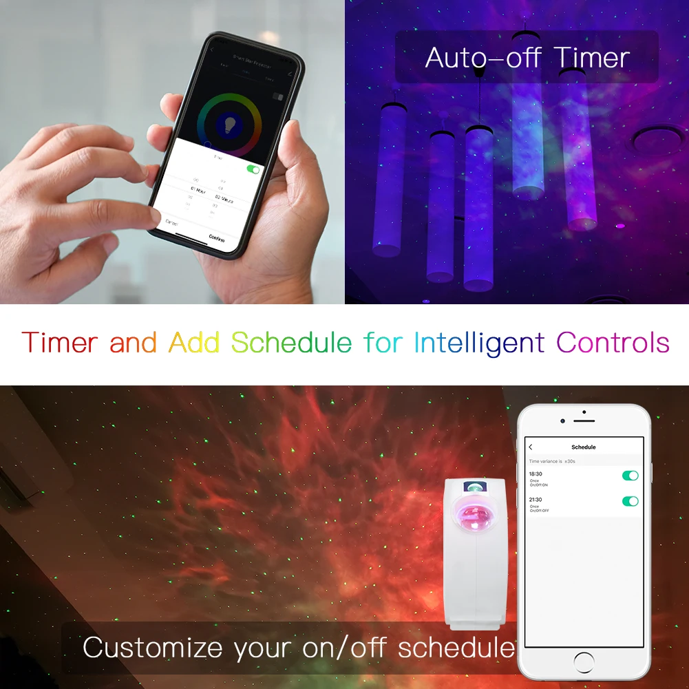 Star Projector Lamp WiFi Tuya Smart Galaxy Laser Starry Sky Projector Waving Night Light Colorful APP Wireless Control Alexa Google