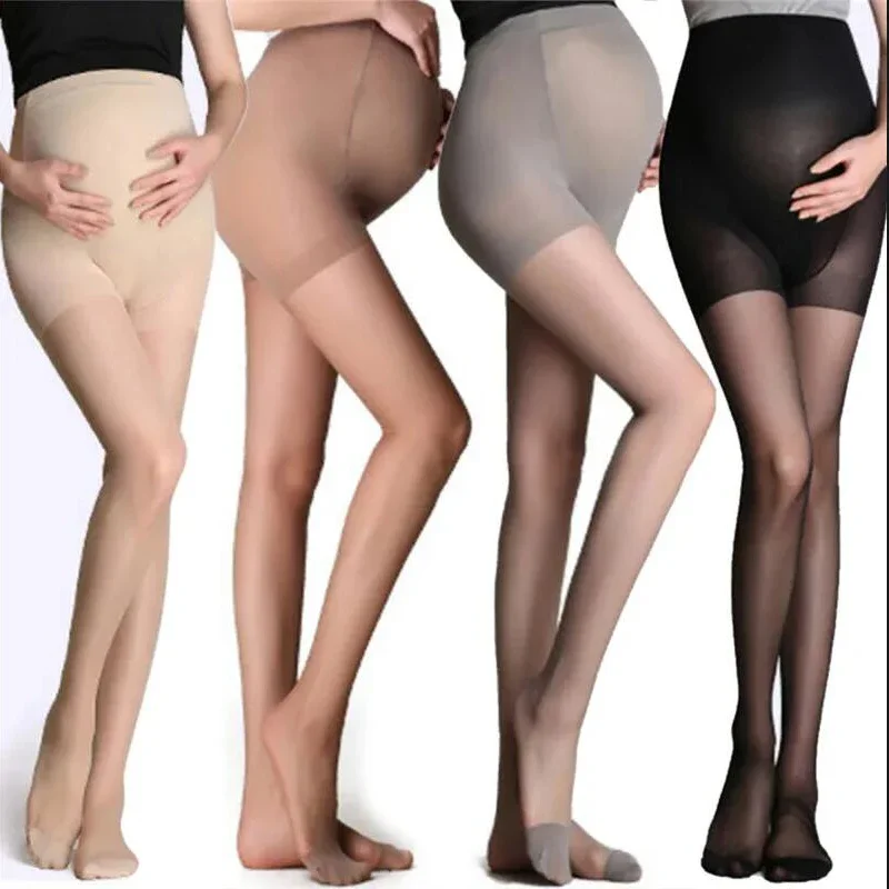 3pcs/ Summer Women's 12 Denier Sheer Maternity Pantyhose with Extra Large Waist High Elastic Hosiery Thin Socks