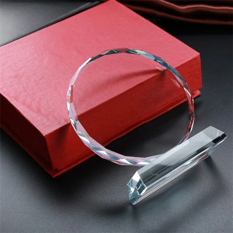 Blank Creative Crystal Trophy Glass Transparent Crystal Decor Trophies Decor Family Presents Souvenir Ornaments Company Award
