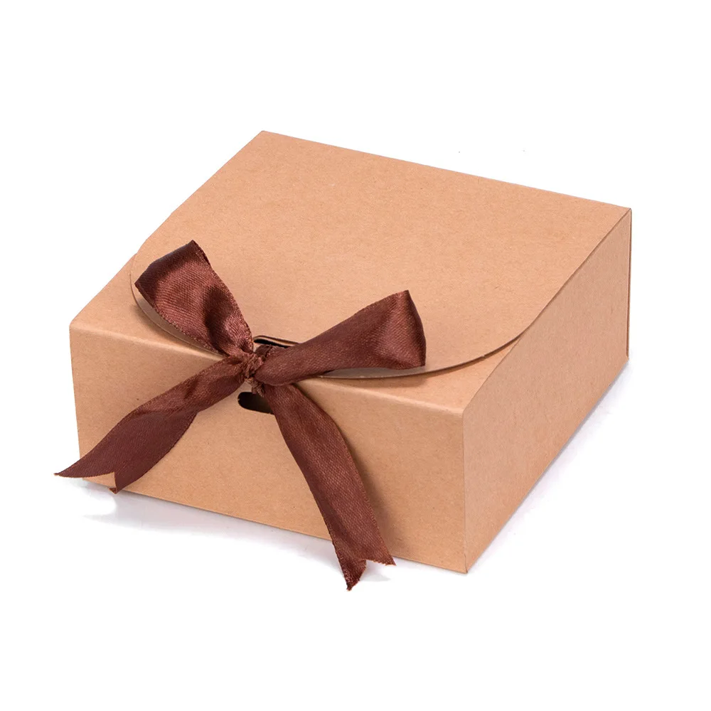 8/16 Stück Geschenkboxen mit Deckel, Geschenkboxen aus Kraftpapier mit Schleifenbändern für Hochzeiten, Geburtstage und festliche Verpackungen – Detail 1