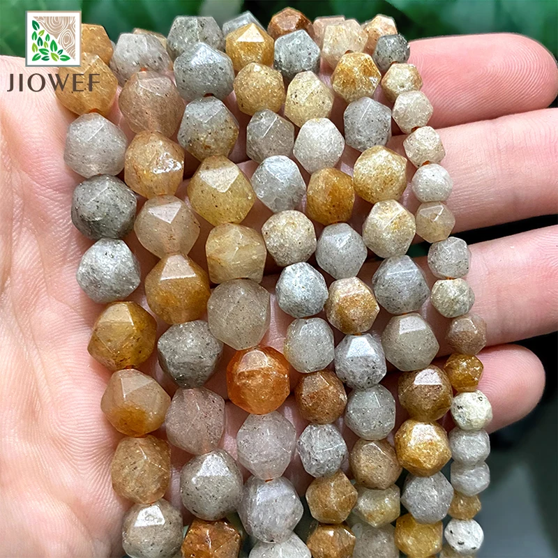 

Natural Smooth Faceted Gold Silk Jasper Loose Beads for Jewelry Making DIY Handmade Bracelet Necklace 14" Strand 6 8 10MM
