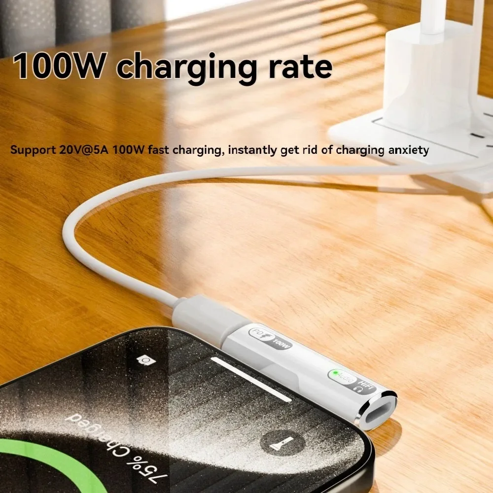 USB C 헤드폰 오디오 및 충전기 2 in 1 어댑터 타입-C to IOS 8핀 유선 이어폰 PD 100W 고속 충전 기능 탑재 (폰/태블릿용)
