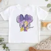 Cartoon Disney Princess Print T-shirts for Children Summer Cotton Short Sleeve Children Clothes Girl Tops 1