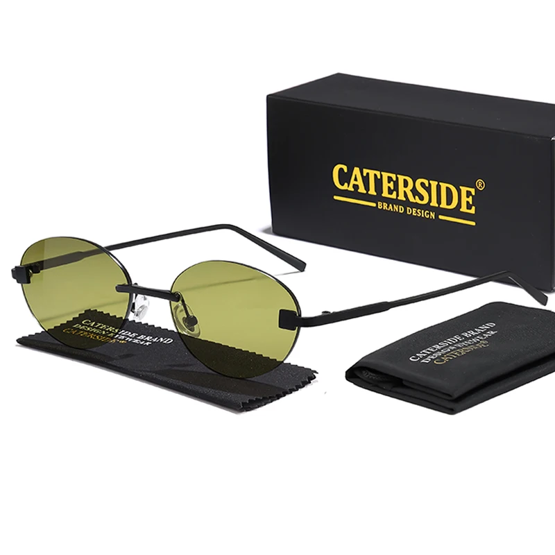 CATERSIDE Vintage Einfache Sonnenbrille für Herren, Farbverlauf, randlos, Vintage-Design, Sonnenbrille für Outdoor-Sport, Party, Urlaub, Reisen, Fahren
