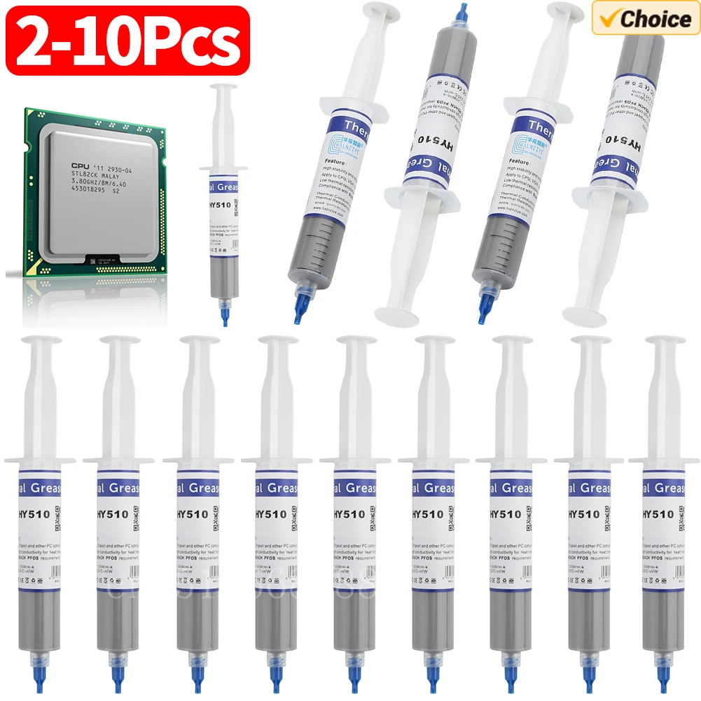 2-10Pcs 30g HY510 Thermal Conductive Grease Paste Grey Silicone Grease Paste Compound Non-toxic GPU CPU Chipset Cooling Tools