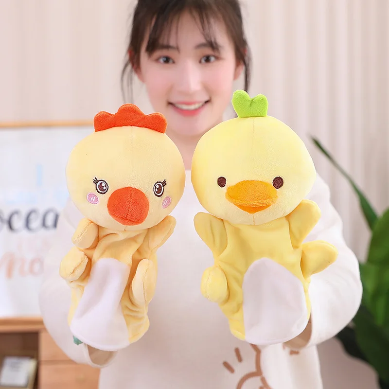 Cartoon Duck Goose Penguin Plush Toy Cute Stuffed Hand Puppet Figure Animals Plushies Doll Kids Educational Soft Toys for Girls cartoon press and go car toy educational no battery penguin duck toy car montessori push infant