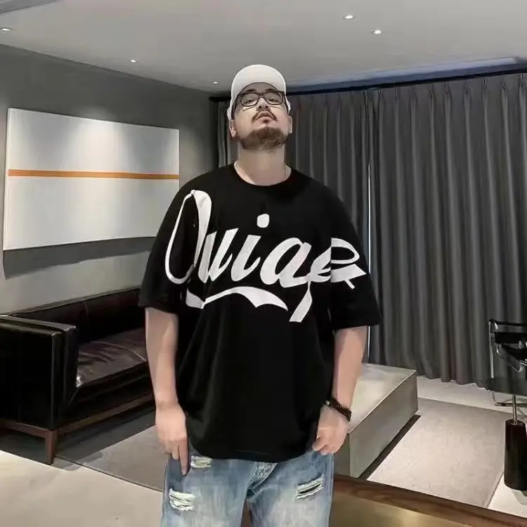 Camisetas para hombre, camisetas holgadas, de gran tamaño, con estampado, camisetas para hombre, cuello redondo, ropa barata con alfabeto y de alta calidad, talla normal 5xl Y2k