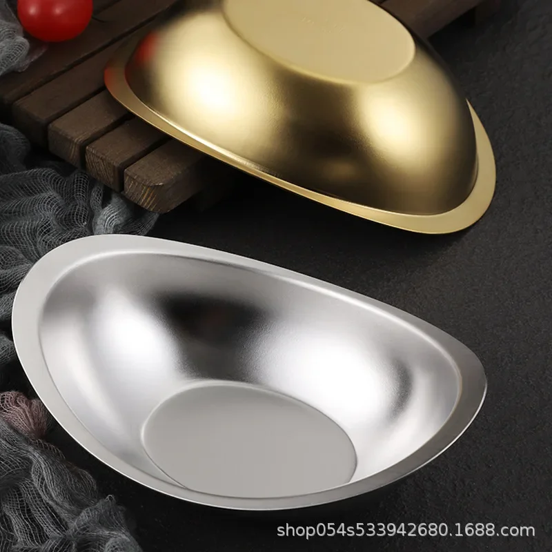 304 stainless steel golden ingot bowl Korean salad bowl commercial dessert snack Korean cuisine tableware cutlery set stainless steel cutlery set