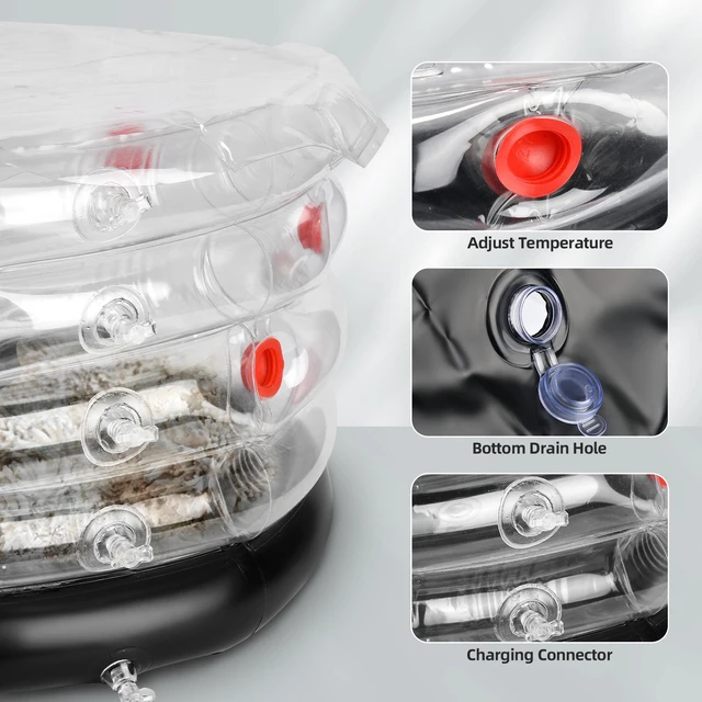 Kerek Gomba Monotub Készlet-Inflatiable Gombatermelő Táska Dugókkal És Szűrőkkel Friss Levegőcseréhez, Kerti Készlet - Image 4