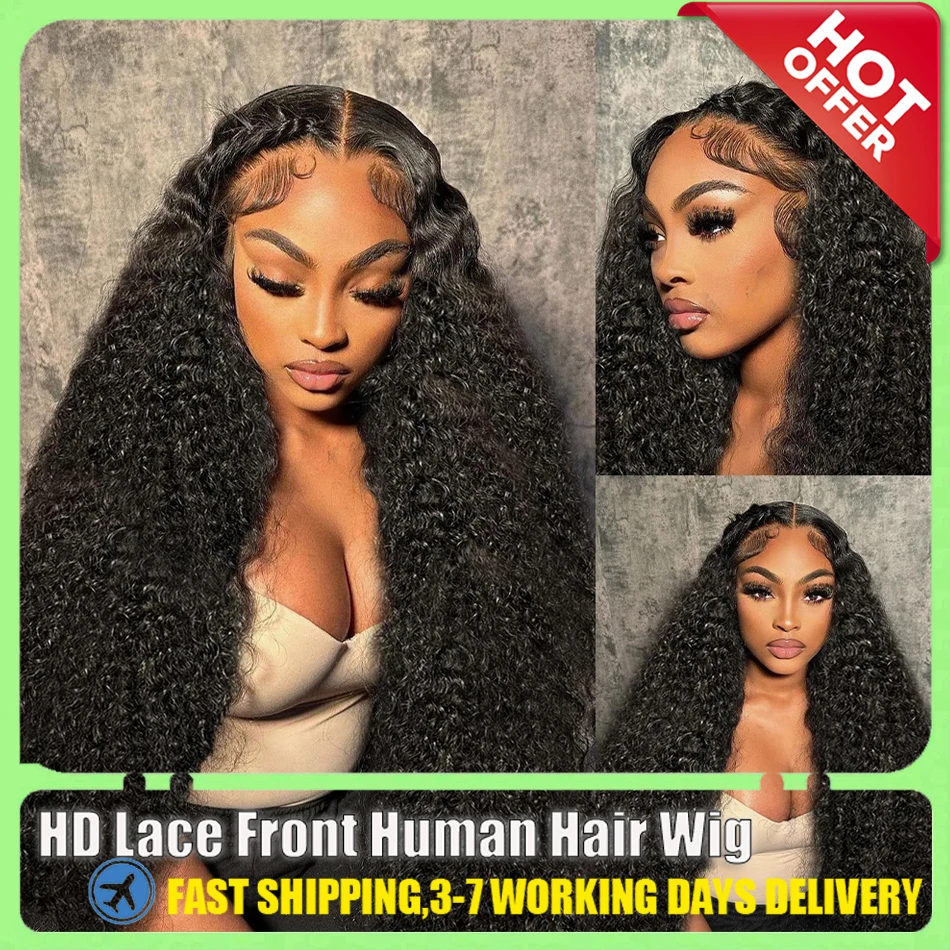 Deep Wave 13x6 HD Lace Frontal Wig Brazilian 30 32 36Inch Transparent 13x4 Curly Lace Frontal Human Hair Wigs For Black Women