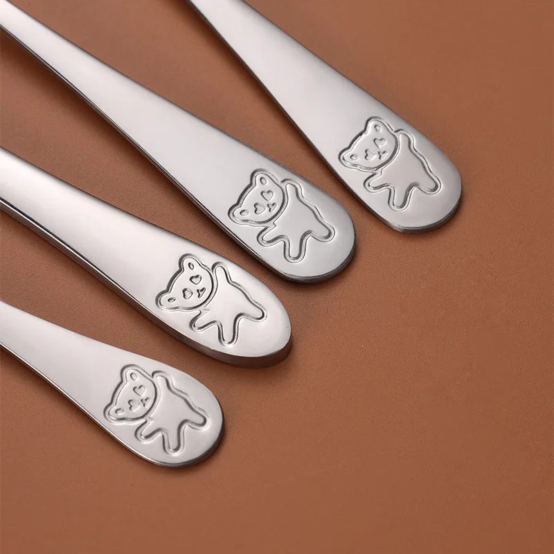 1/4pcs Baby Teaspoon Spoon Food Feeding Fork Knife Utensils Stainless Steel Kids Learning Eating Habit Children Tableware cutlery set stainless steel cutlery set baby feeding spoons