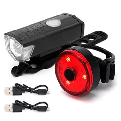 USB Rechargeable LED Bike Light Set - Front and Rear Cycling Illumination Kit (Bike Lights Set)