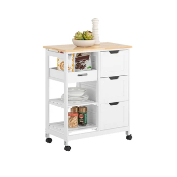 SoBuy Carrello da cucina FKW79 con 2 raggi rimovibili e 1 vassoio Carrelli a rotelle per cucina, soggiorno, sala da pranzo 1