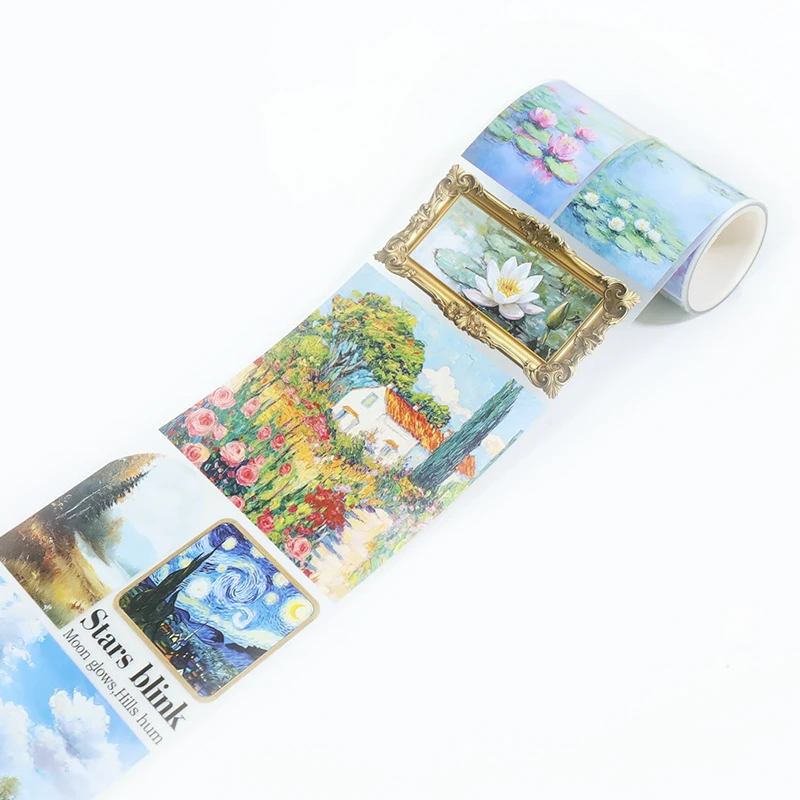 80mm * 200cm 빈티지 꽃 산 풍경 그림 PET 테이프 크리 에이 티브 DIY 저널 재료 콜라주 스크랩북 편지지