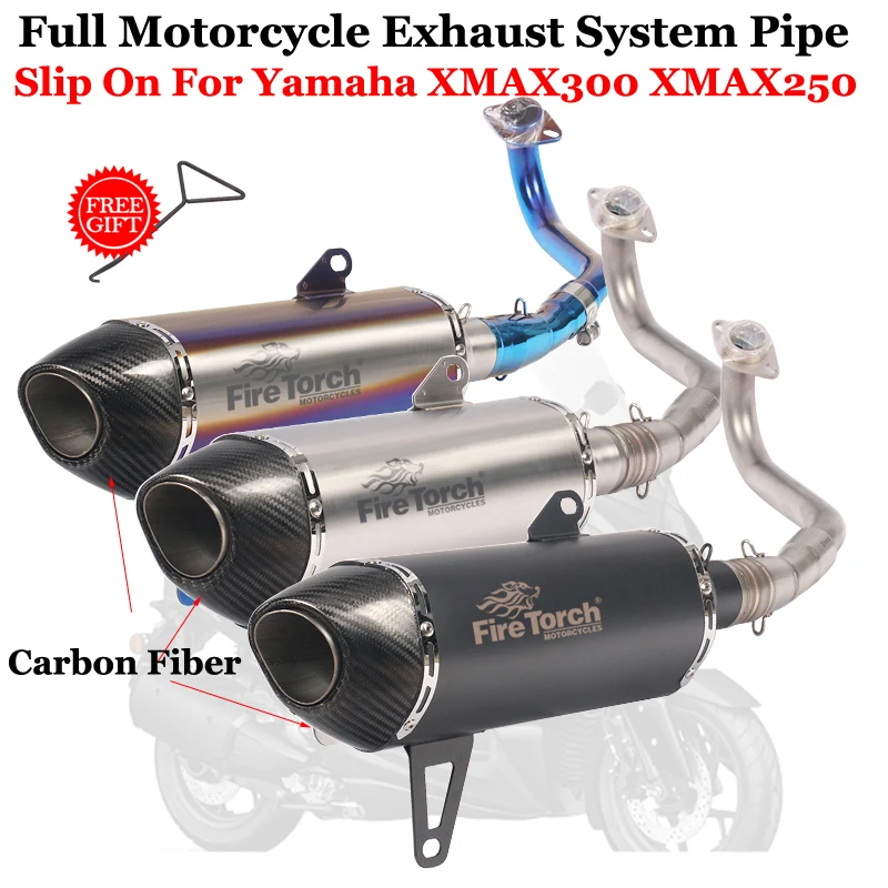 

Slip On For Yamaha XMAX300 XMAX250 XMAX 300 250 400 2017-2020 Full System Motorcycle Exhaust Escape Carbon Fiber Moto Muffler