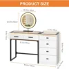 Vanity Desk w/ Mirror & Lights, 49" Modern Makeup Vanity w/ Charging Station,Glass Top Dressing Table, White (Chair not Include) 5