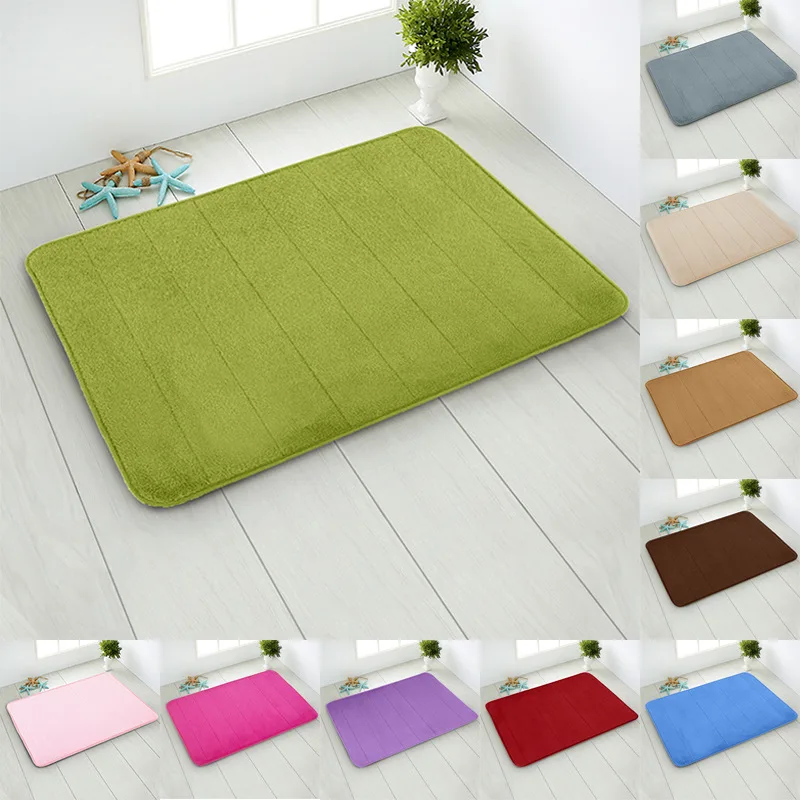 Home Bath Mat Coral Fleece Bathroom Carpet Water Absorption Non-slip Memory  Foam Absorbent Washable Rug Toilet Floor Mat