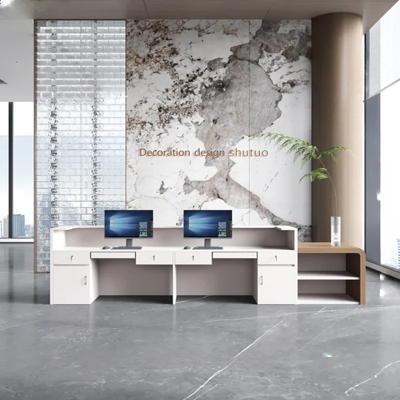 Front Desk Reception Counter Desks Table Auxiliary Standing Office Table Church Pulpits Balcao Para Salao De Beleza Furniture