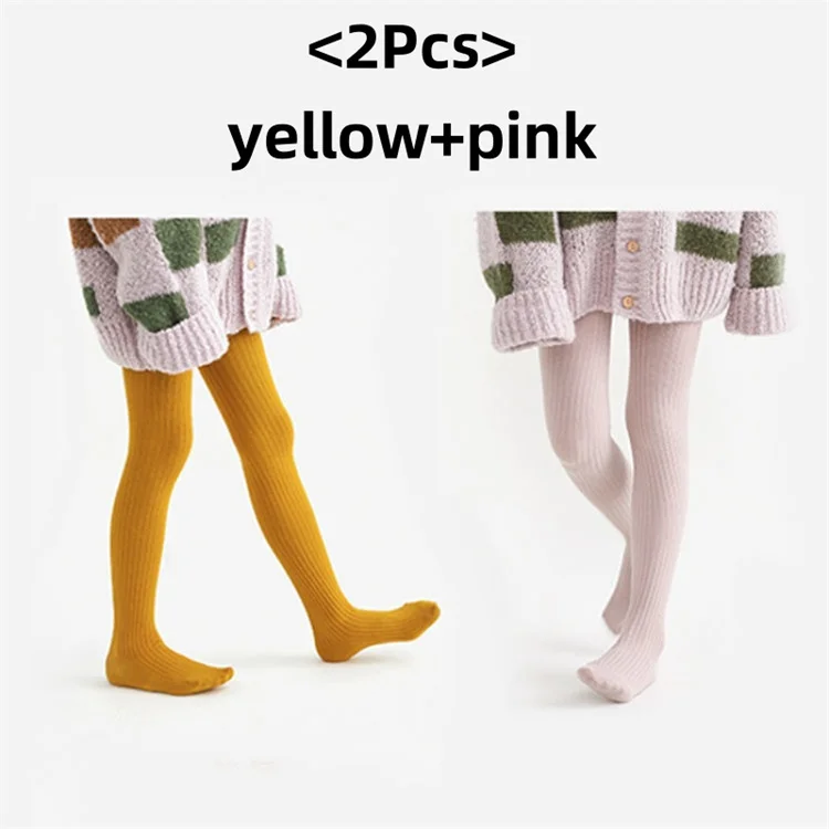 2Pcs/set 0-9 Years Children Cotton Leggings Spring Autumn Baby Girls Basic Simple Dance Pantyhose Infant Toddler Knitted Tights