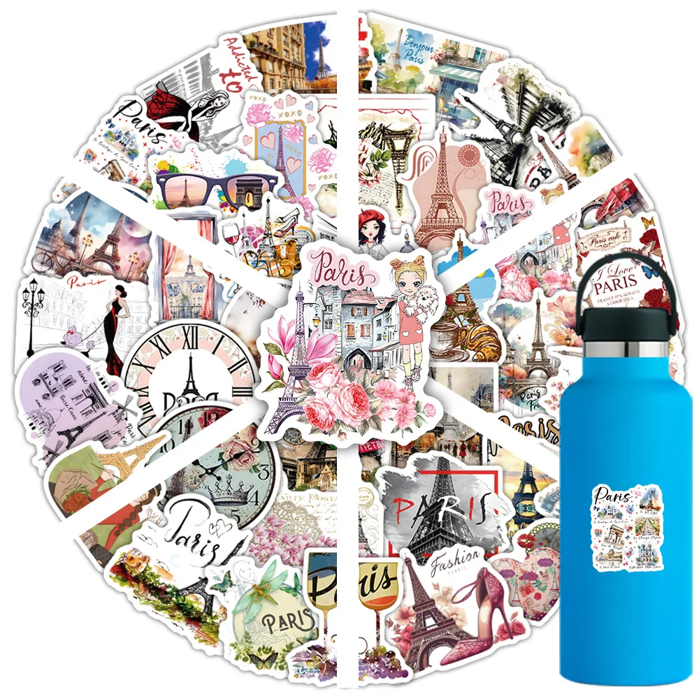 54/108개입 파리 풍경 스티커 DIY 스크랩북 문구류 박스 노트북 파일 홀더 전화 앨범 데칼