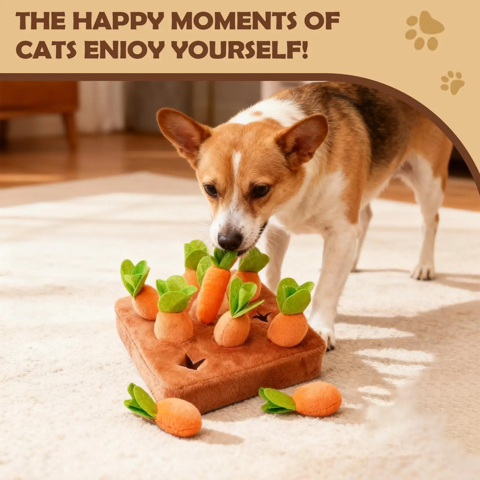 Dog Carrot Snuffle Toy Non-Slip Interactive Plush Puzzle Toys Feed Games Enrichment Puzzle For Home Dorm Travel Living Room