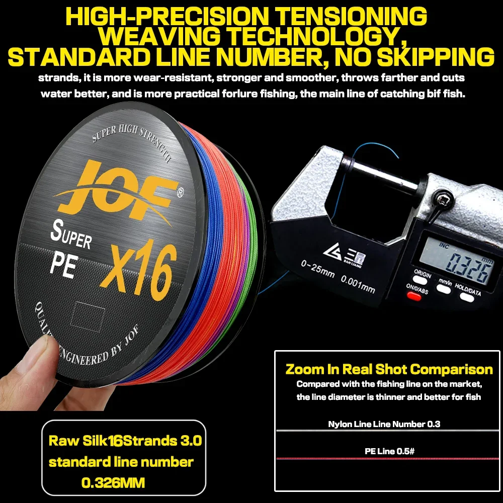 JOF X16 Enhanced Super Strong Braided Fishing Line - 500M Multifilament PE