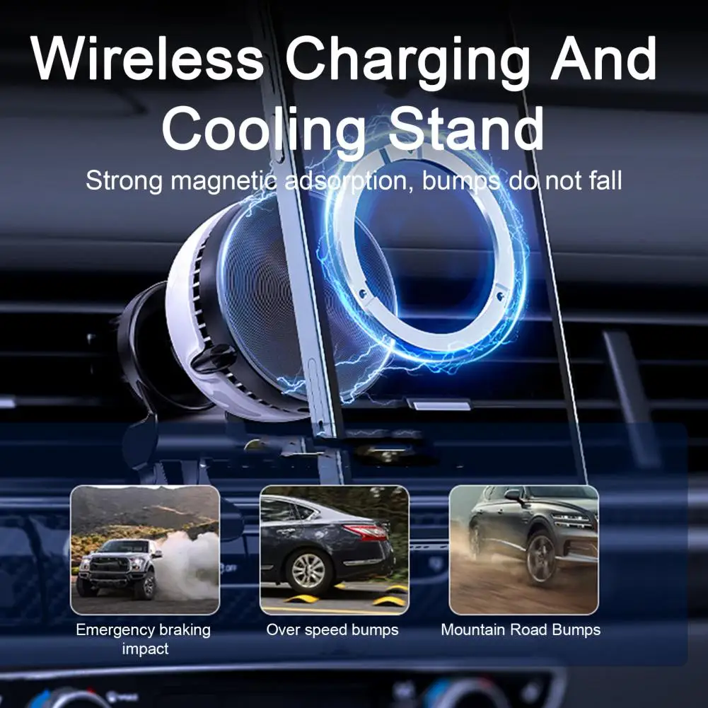 

Cooling Stand Lightweight Widely Compatible Fashion Vehicle Wireless Charging Cooling Bracket Phone Holder Quick Cooling