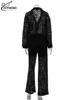 Oymimi Summer Pink Perspective Sets Womens 2 Piece Casual Long Sleeve Button Shirts And High Waist Straight Trousers Female Sets 6