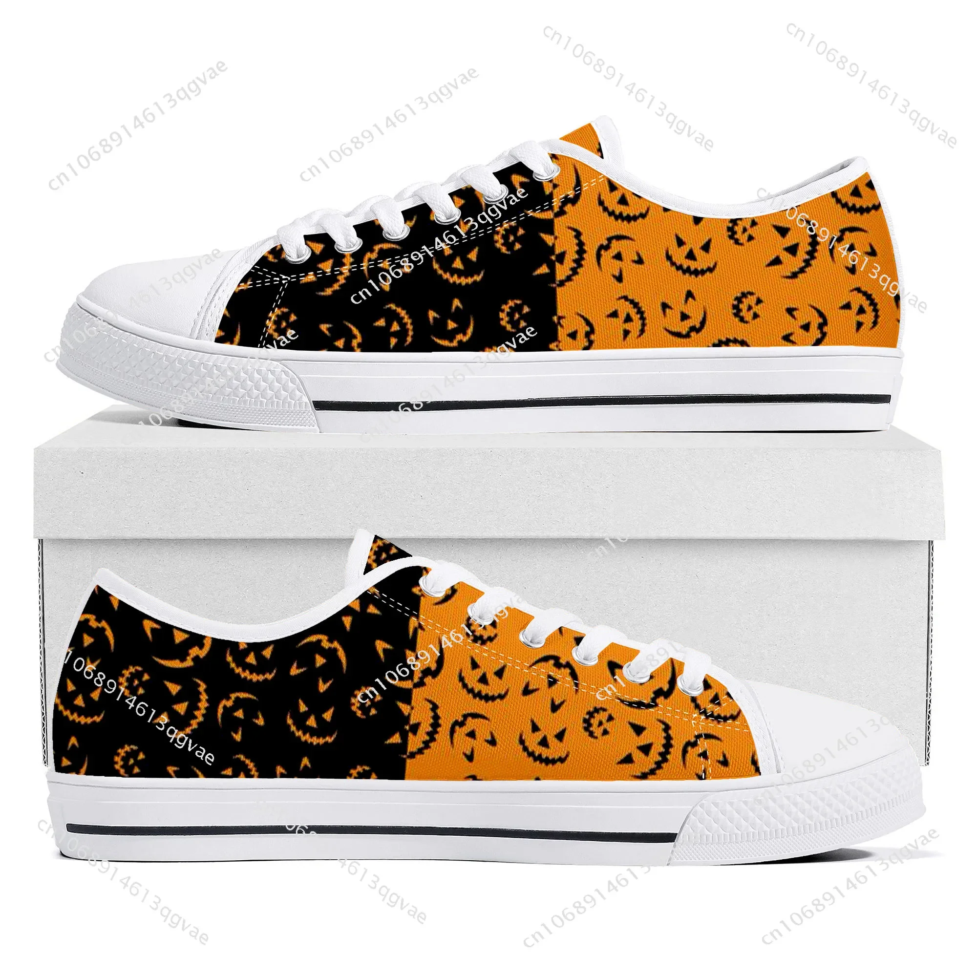 Halloween Pumpkin Low Top High Quality Sneakers Mens Womens Teenager Tailor-made Shoe Canvas Sneaker Casual Couple Shoes White
