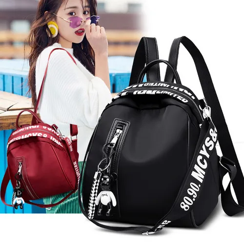 Women's fashion backpack solid color Oxford cloth college wind school bag travel trend shoulder bag