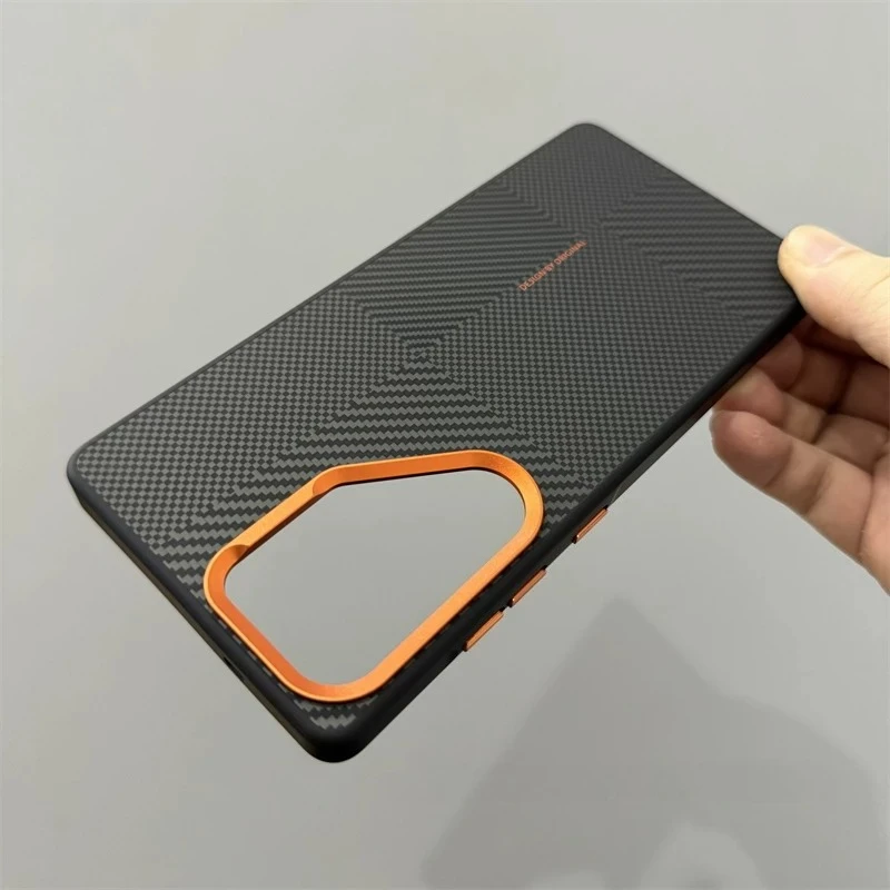 Carbon Fiber Texture Magnetic Case - Soft Matte Finish with Metal Lens and Shockproof Protection