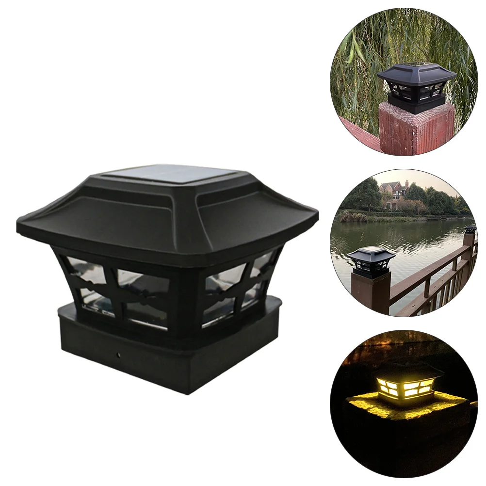 

Outdoor Solar Lamp Post Light Waterproof Pillar Lamp Courtyard Fence Lamp Solar Energy Light for Deck Patio White/ Warm Yellow