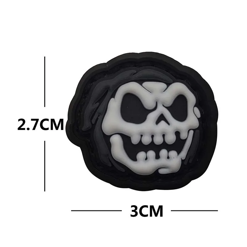 3CM/3D PVC Gummi Mini Taktische Rucksack Patches, Lustige Kürbis Schädel, Dinosaurier Fossil Haken und Schleife Abzeichen Aufkleber, Morale Patch – Detail 5