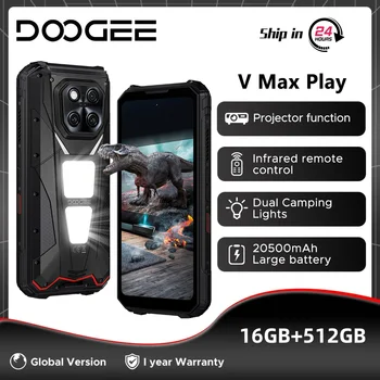Versione globale DOOGEE V Max Play Proiettore Telefono robusto 16 GB 512 GB 6,78 "120 Hz Dimensity 7300 Fotocamera da 200 MP Doppia luci da campeggio