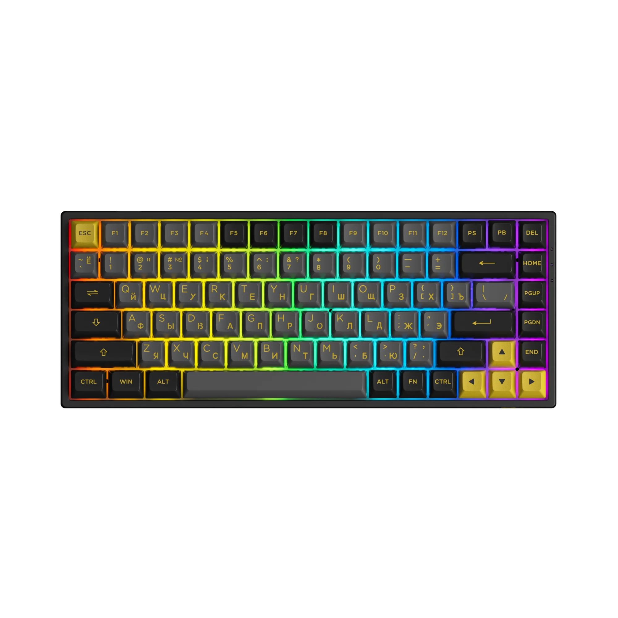 

Akko 3084B Plus Black & Gold Wireless Mechanical Gaming Keyboard RGB Hot-Swap Wireless 84-Key Multi-Mode with Cyrillic Keycaps