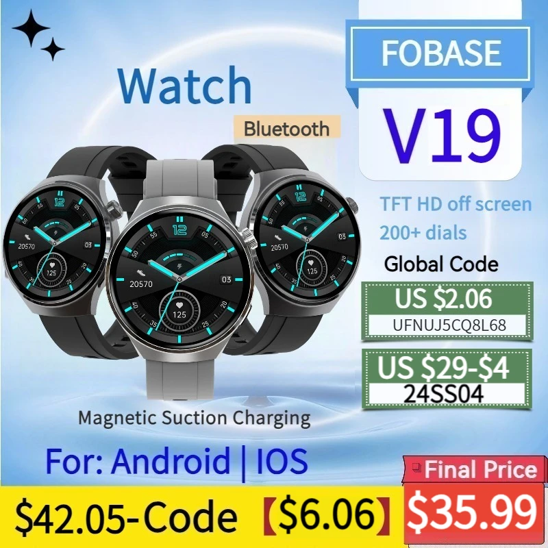 

Fobase V19 1.38’inch TFT Outdoor Rugged Military SmartWatch Sports BT-Calling Fitness Tracker Heart Monitor For Android IOS IP68