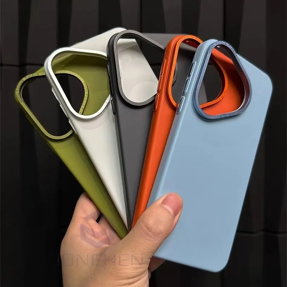 Sleek Matte Solid Color Shockproof Case with Alloy Lens Frame