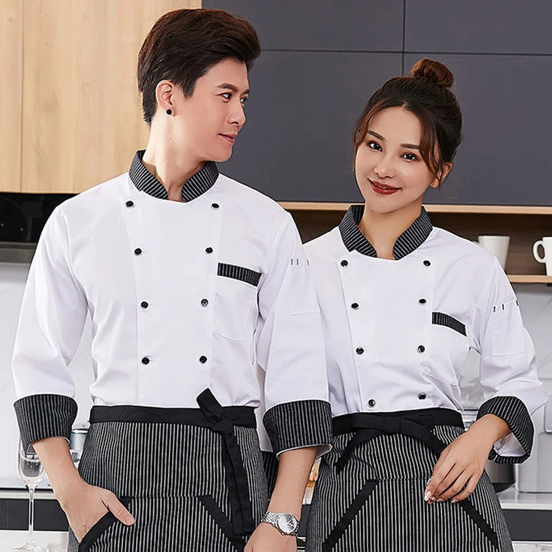 White Size XL 48/59" Catering Jacket Chef Cook Kitchen Unisex Uniform Long Sleev 